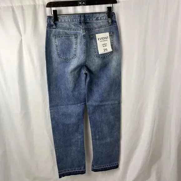 Anthropologie EVIDNT Slim Lamia Jeans Womens 26 Blue Split Ankle Expose Zip Fly - Picture 6 of 11